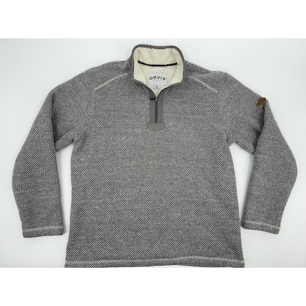 ORVIS Brighton 1/4 Zip Sweater Sherpa Fleece Lined Pullover Jacket Men's LARGE